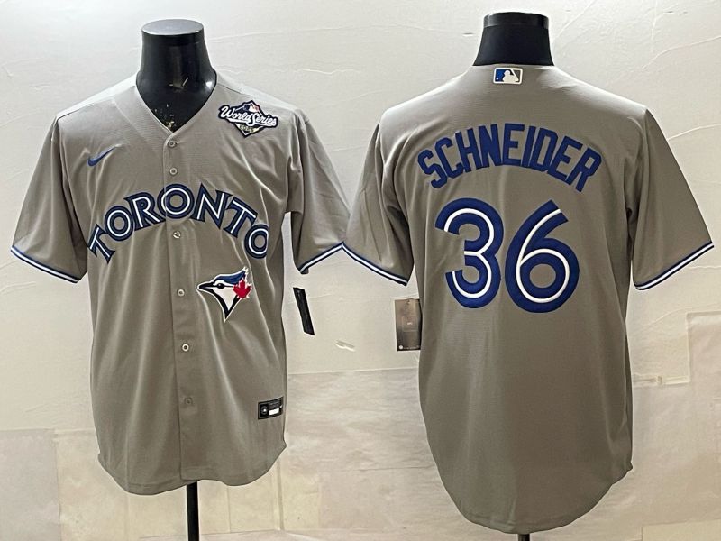 Men 2025 Nike Toronto Blue Jays #36 Schneider Grey Game MLB Jersey 03->toronto blue jays->MLB Jersey